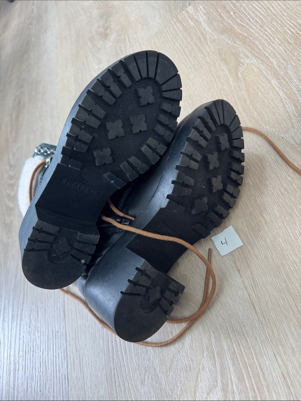 Indigo Black Lace-Up Winter Boots with Cream Sherpa - Picture 5 of 5